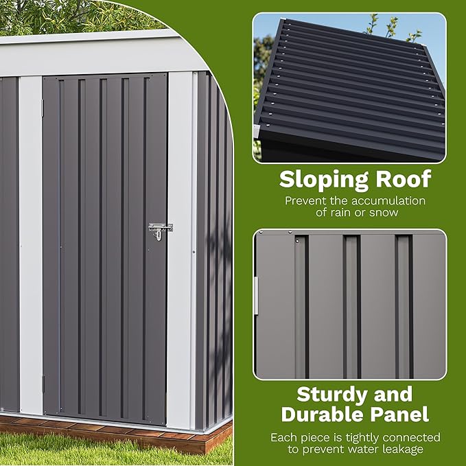 Patiowell 5x3 FT Outdoor Storage Shed, Garden Tool Shed - Image 4