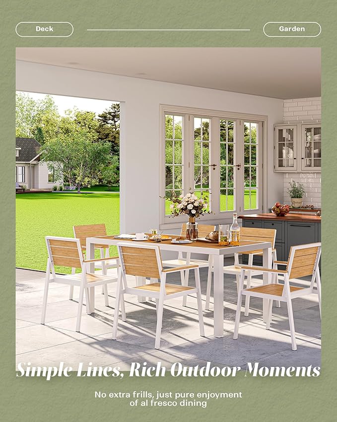 7-Piece Outdoor Dining Set, Aluminum Dining Table Set - Image 7