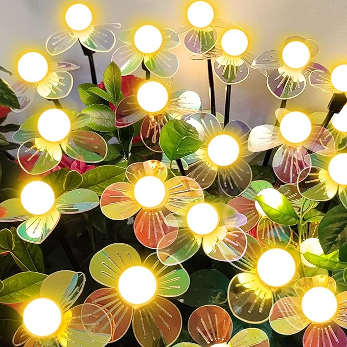 Solar Garden Lights Outdoor, New Upgraded 4-Pack Firefly Solar Lights by NBQQ
