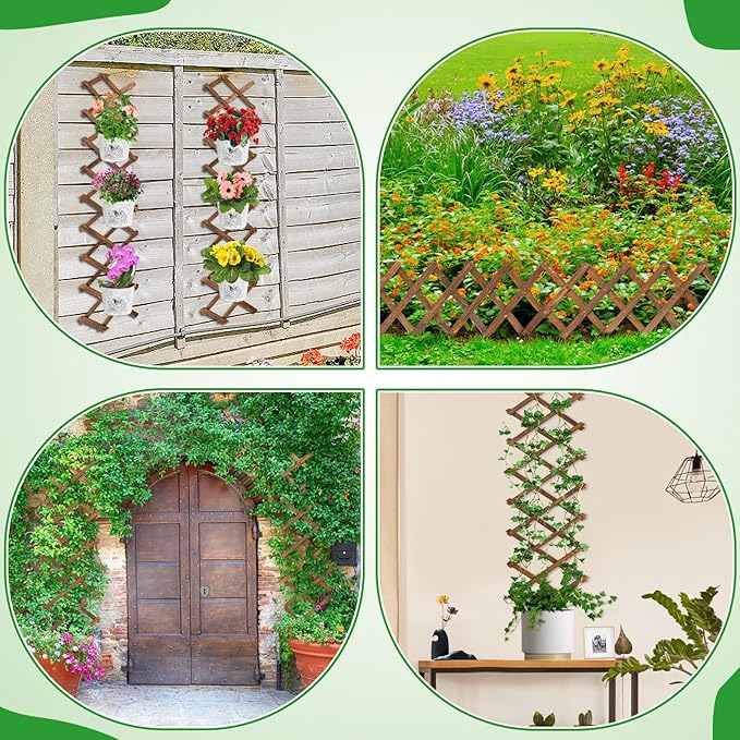 Pack of 2 Extra Thick Wooden Wall Trellis- Expandable Wall Planter Lattice - Image 7