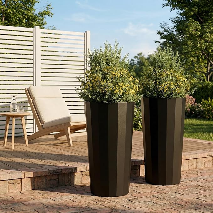 23.6" H Tall Planters for Outdoor Plants, 2 Pack Large Outdoor Planters for - Image 9