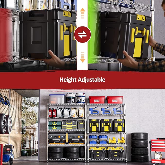 IZEUK 5-Tier Heavy Duty Metal Storage Shelving Unit, Adjustable Steel Wire Rack - Image 4