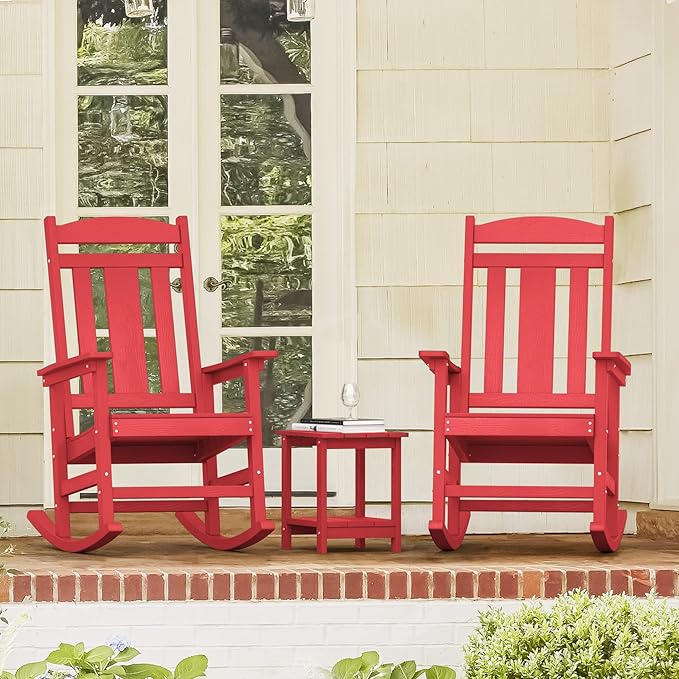 LUE BONA Outdoor Rocking Chairs Set of 4, HDPS Porch Rocker - Image 8