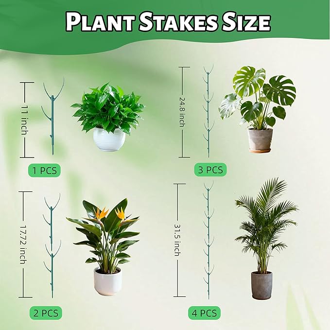 5 Pack Adjustable Plant Support Stakes, Stackable Plant Support Pole - Image 3