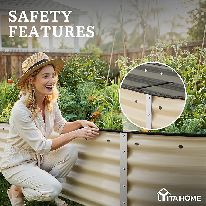 YITAHOME 17" Tall 6 in 1 Large Raised Garden Bed Kit, 6.5x2x1.4ft Galvanized - Image 5