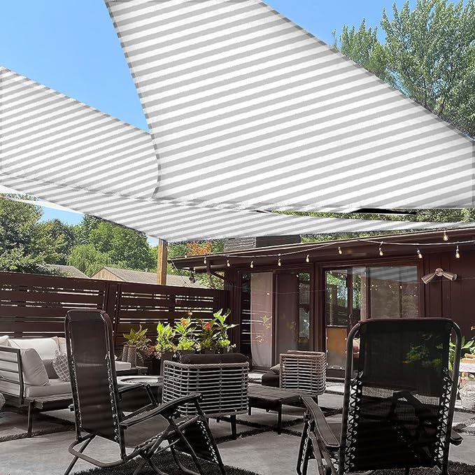 LOVE STORY 16' x 16' x 16' Triangle Grey-White Sun Shade Sail Canopy UV Block by LOVESTORY