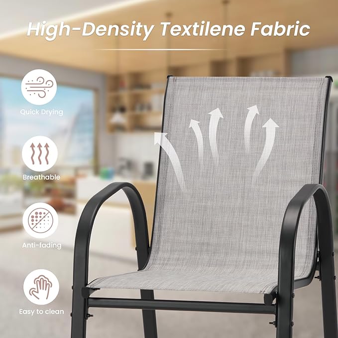 HOMREST Outdoor Bar Height Stools Set of 4, High Back Patio Chairs - Image 7
