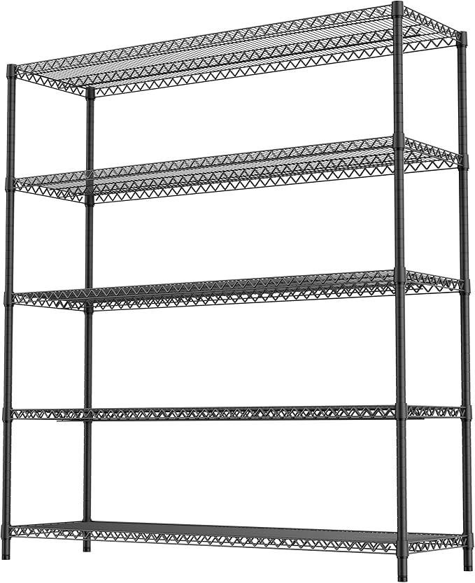 3500LBS 59" W 5 Tiers Storage Shelves, Metal Shelving Wire Metal Shelving Unit - Image 7