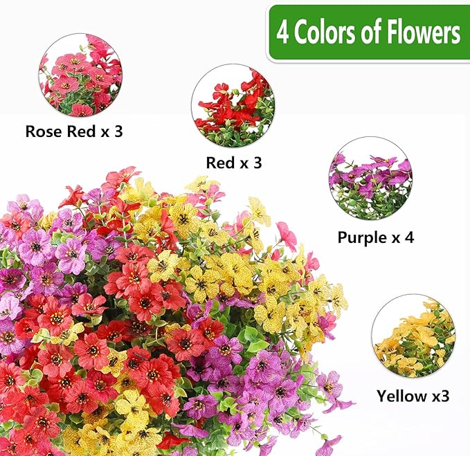 Artificial Flowers for Outdoor, Silk Flowers No Fade Fake Plastic Flowers Faux - Image 6