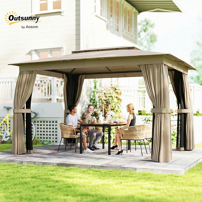 Outsunny 10' x 12' Outdoor Patio Gazebo, Heavy Duty Gazebo Canopy Shelter - Image 2