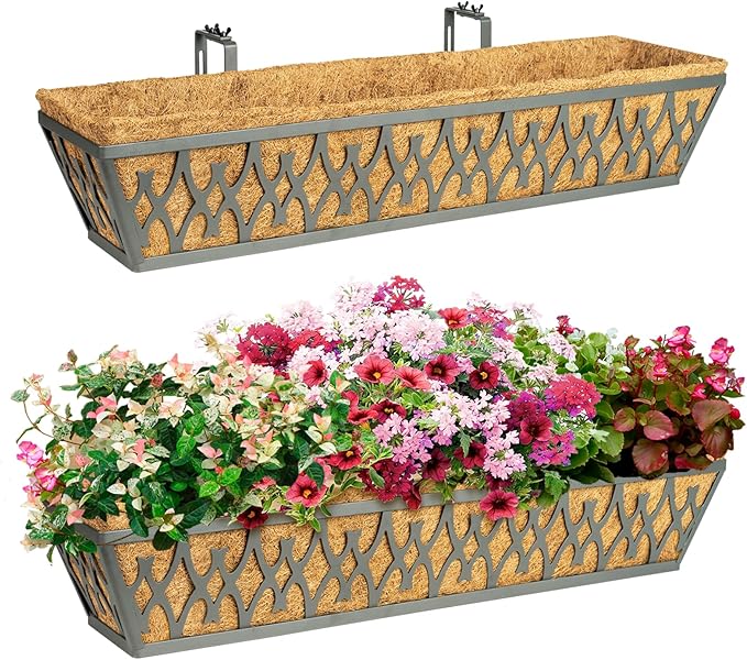2 Pack 30 Inch Window Boxes Planters Railing Planter Box by KarlliuHOMEGARDEN