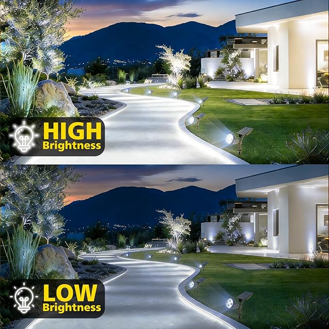 T-SUN Solar Spotlights Outdoor, 2 Pack White LED Landscape Lights, Waterproof - Image 5