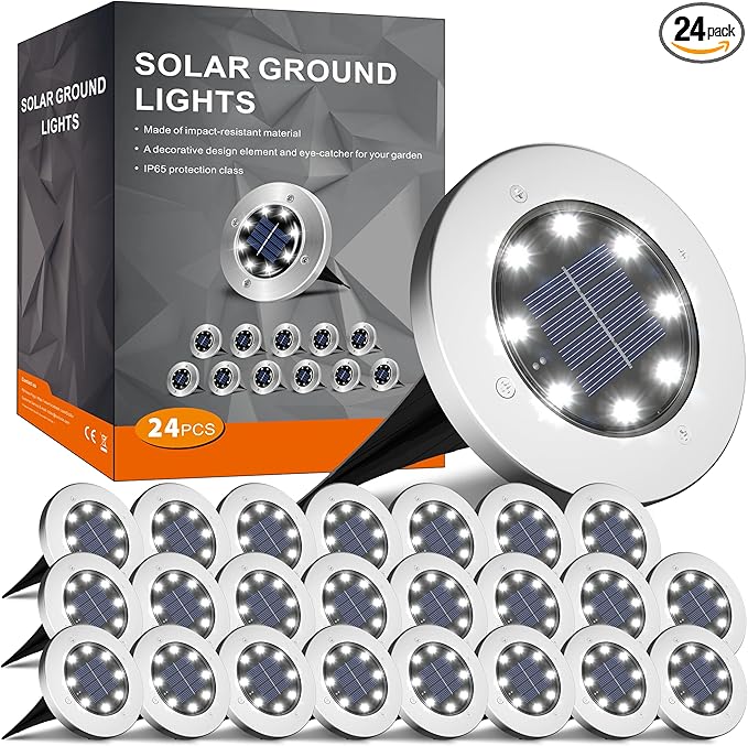 INCX 4.6 inch Solar Lights Outdoor Waterproof, 24 Pack Solar Light by INCX