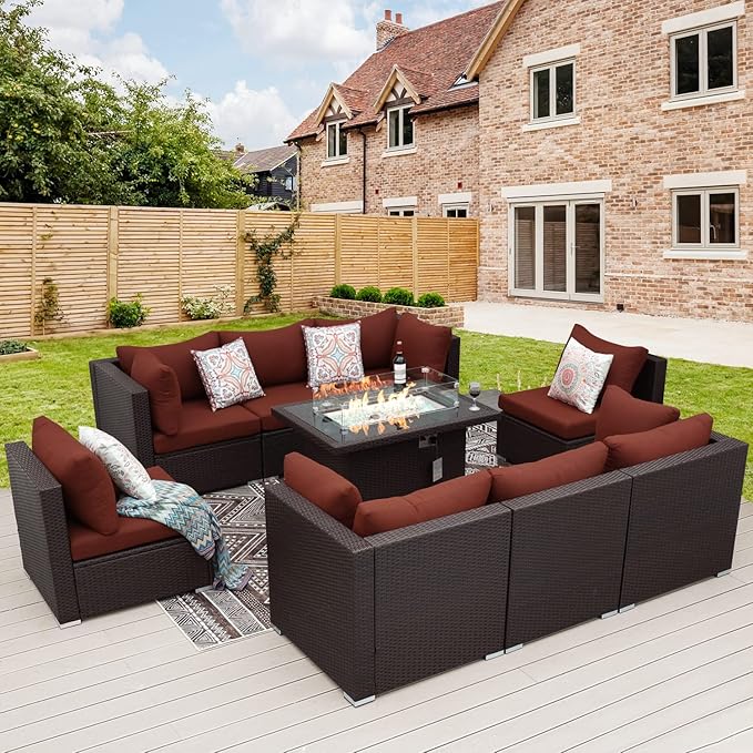 NICESOUL Modern 9 Pcs Patio Sectional Sofa Set by NICESOUL