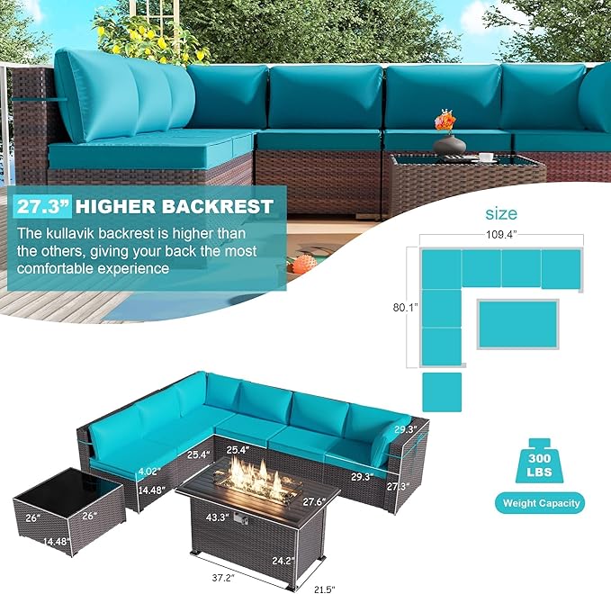 Kullavik 8 Pieces Outdoor Patio Furniture Set - Image 5
