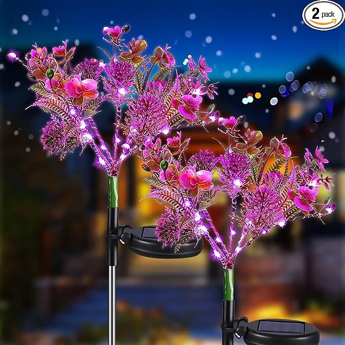 Neporal Garden Solar Lights Outdoor Waterproof IP65, 2PK Phalaenopsis Solar by Neporal