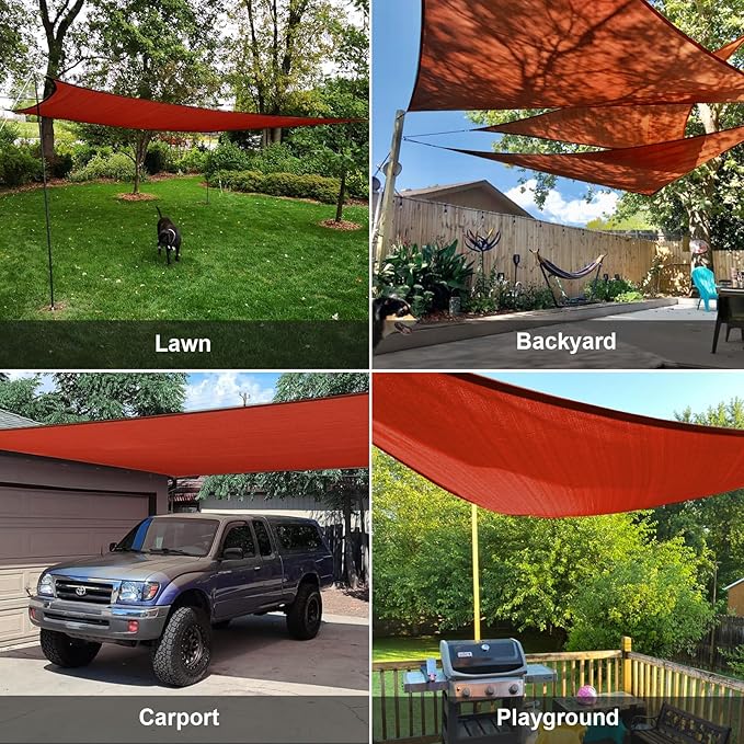 SUNLAX Sun Shade Sail 12' x 12' x 12' Terra Red Triangle Canopy Sail Shade - Image 8