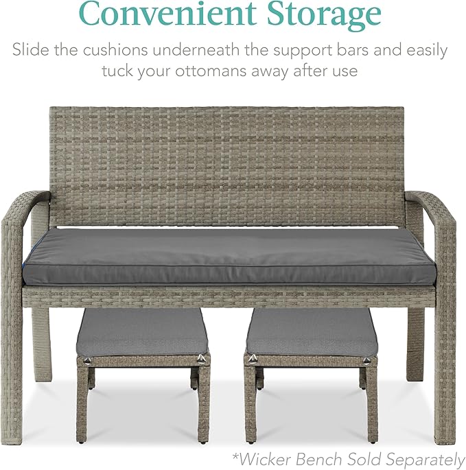 Best Choice Products Set of 2 Wicker Ottomans, Additional Seating, Side Table - Image 5