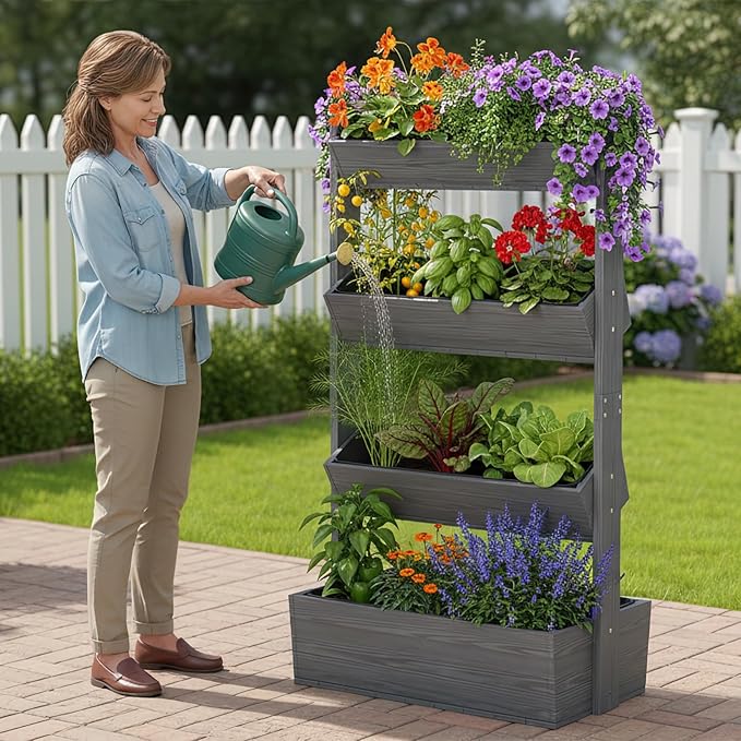 Wooden Vertical Raised Garden Bed, 4 Tier Garden Planters Raised Beds - Image 5
