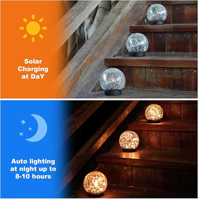 Solar Globe Lights Outdoor Waterproof-Solar Balls-Solar Garden Lights-Orbs - Image 6