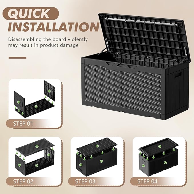 Devoko 100 Gallon Deck Box, Waterproof Outdoor Storage Box - Image 4