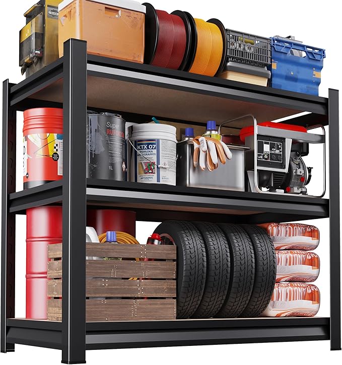 Set of 2 Garage Shelving, 3 Tier Garage Storage Shelves, Adjustable Heavy Duty - Image 7