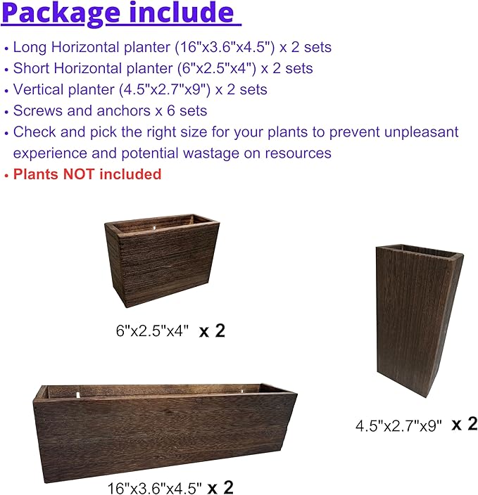 LaLaGreen Wood Planter Box for Plants Wooden Hanging Wall Planters for Indoor - Image 2