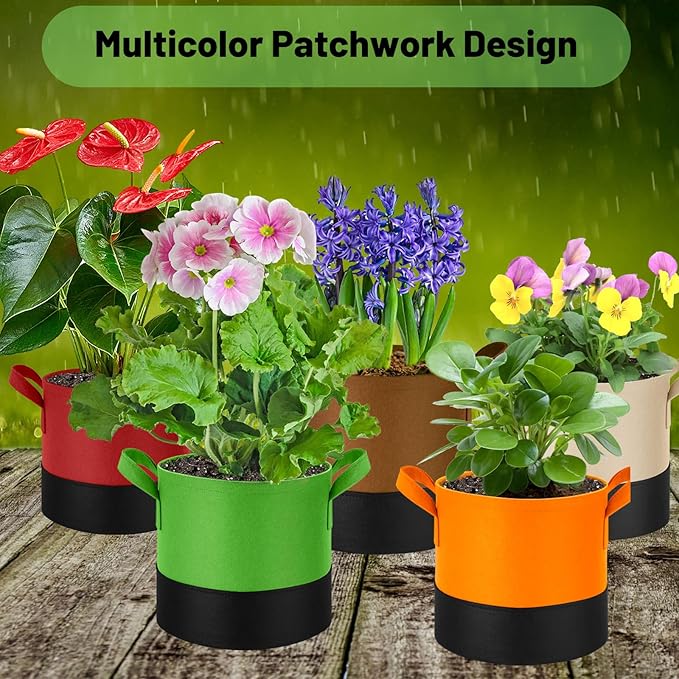 15 Gallon Fabric Grow Bags 5-Pack, 350G Heavy Duty Nonwoven Plant Pots - Image 6