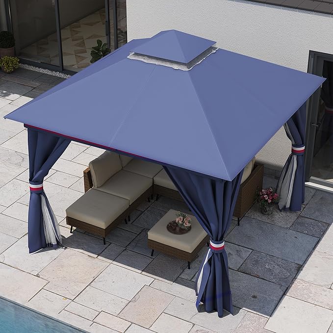 LAUSAINT HOME Semi-Permanent Outdoor Patio Gazebo 10'x10', Heavy Duty Party - Image 9