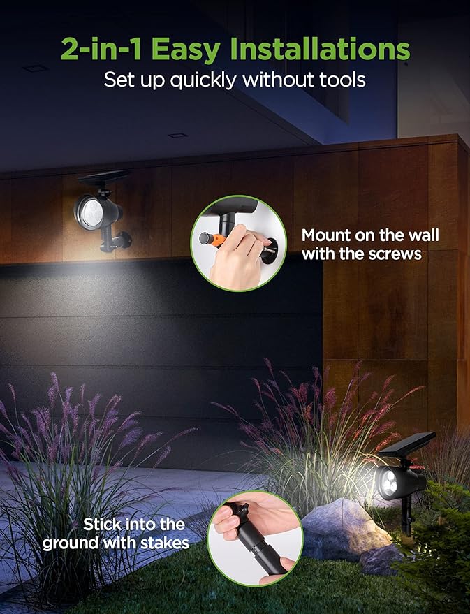 InnoGear Solar Lights for Outside, Outdoor Landscape Spotlight Waterproof - Image 6