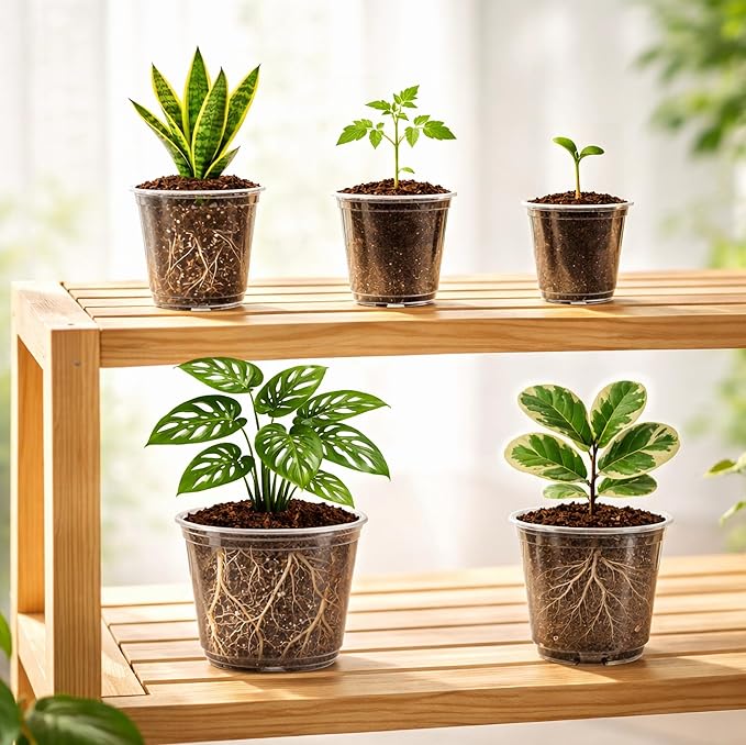 20 Pack 8/6/5/4/3.5 Inch Reinforced Large Clear Nursery Pots - Image 6