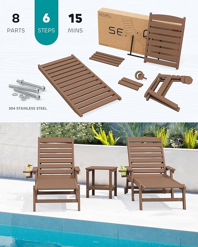 SERWALL HDPE Chaise Lounge Set of 2 - Image 7