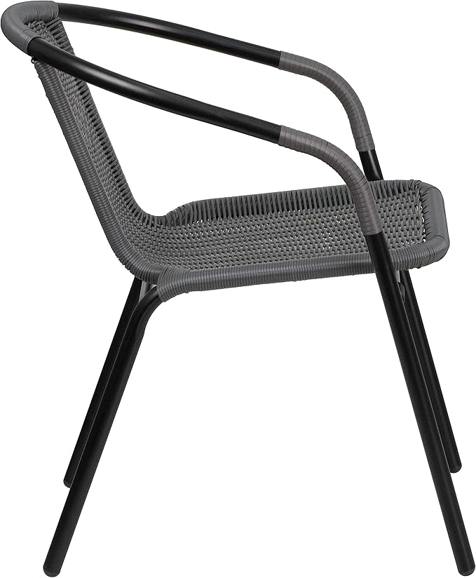 EMMA + OLIVER Set of 2 Modern Rattan Indoor/Outdoor Stack Chairs, Stacking - Image 8
