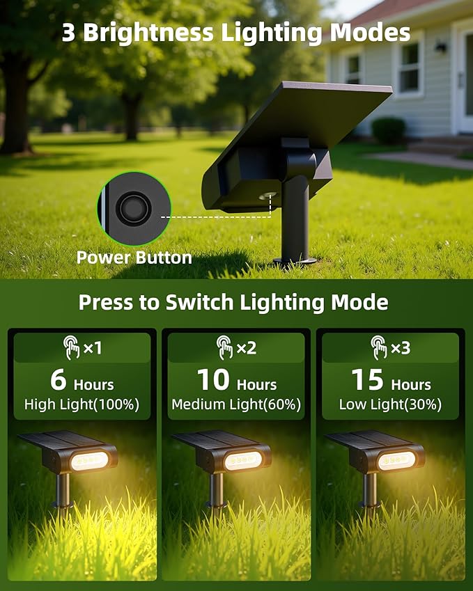 EZVALO Solar Spot Lights Outdoor IP67 Waterproof, Adjustable Solar Landscape - Image 4