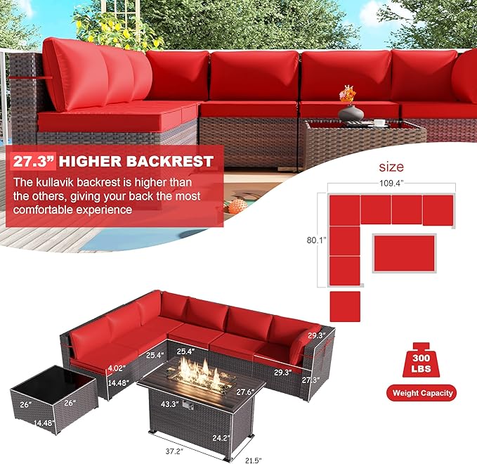 Kullavik 8 Pieces Outdoor Patio Furniture Set - Image 5