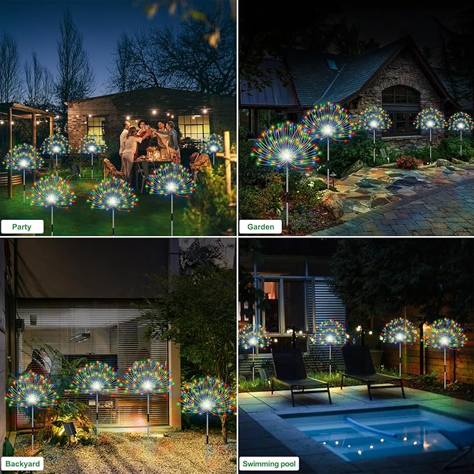 Solar Garden Lights Outdoor Waterproof, 4 Pack Total 480 LED Solar Starburst - Image 6