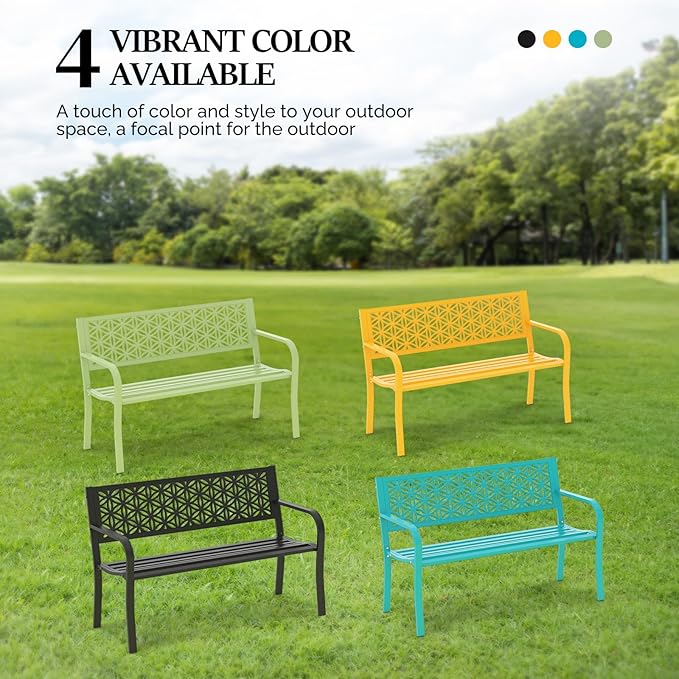 VINGLI 50" Outdoor Bench Metal - Image 6