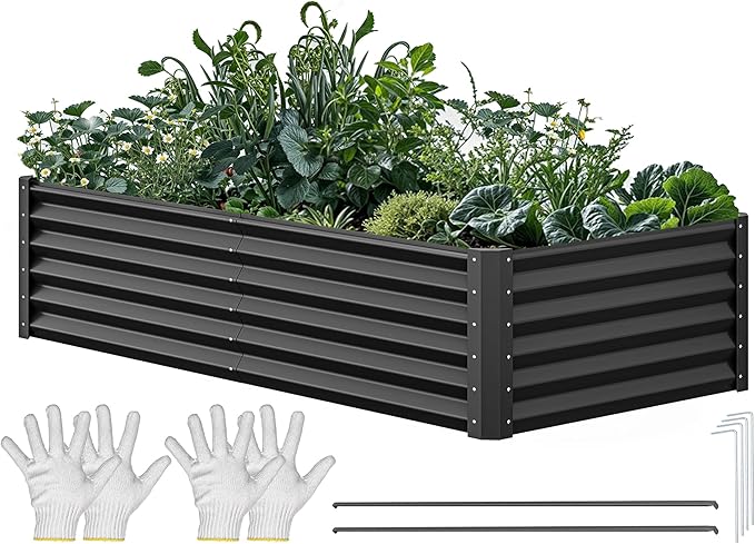 YITAHOME 6x3x1.5ft Large Raised Garden Bed Kit, Galvanized Metal Planter Box by YITAHOME