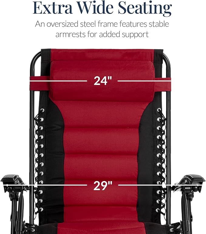 Best Choice Products Oversized Padded Zero Gravity Chair, Folding Outdoor Patio - Image 4