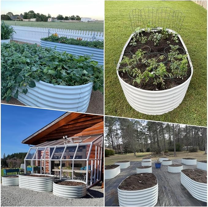 A ANLEOLIFE 8x4x2ft Galvanized Raised Garden Bed Kit, Oval Metal Deep Root - Image 7