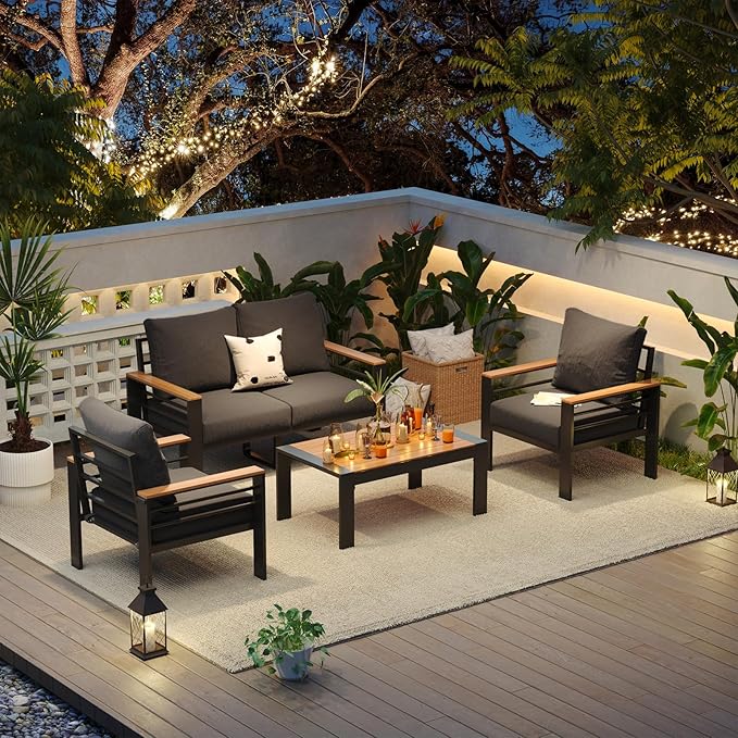 Aoxun Aluminum Patio Furniture Set 4 Seats, Oversized Outdoor Sectional - Image 8