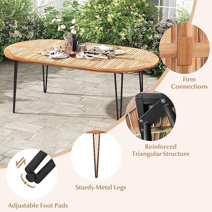 Tangkula 79" Large Patio Dining Table - Image 8