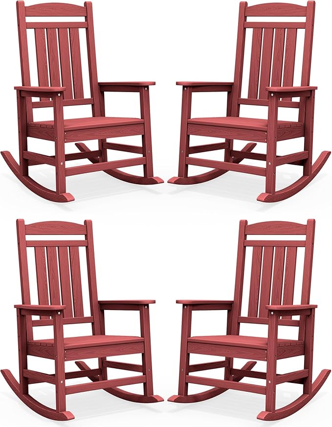 SERWALL Patio Rocking Chairs Set of 4, HDPE Outdoor Rockers by SERWALL