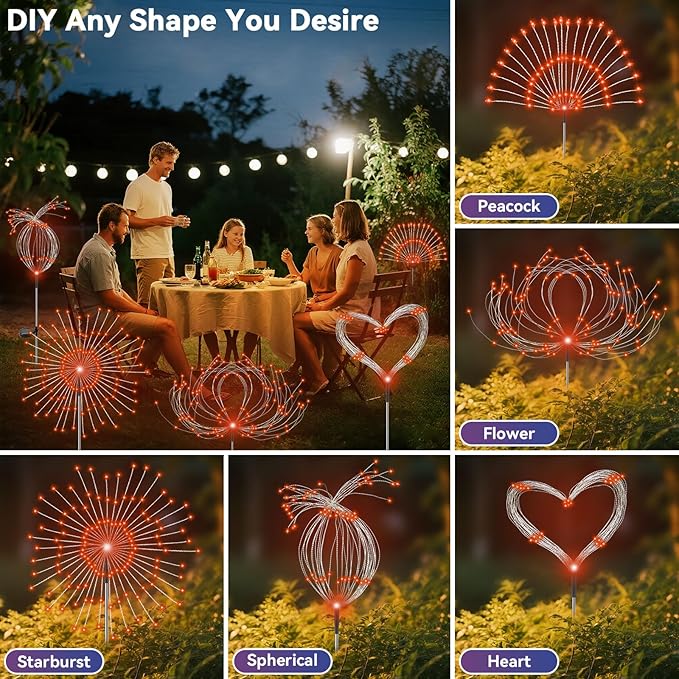 Garden Outdoor Lights, 2 Pack 120 LED Solar Garden Lights Fairy Lights Outdoor - Image 4
