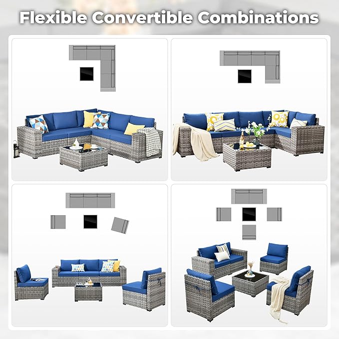 ovios 6 Pieces Patio Furniture Set, Outdoor Wicker Sectional Sofa - Image 7