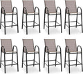 HOMREST Outdoor Bar Height Stools Set of 8, High Back Patio Chairs by HOMREST