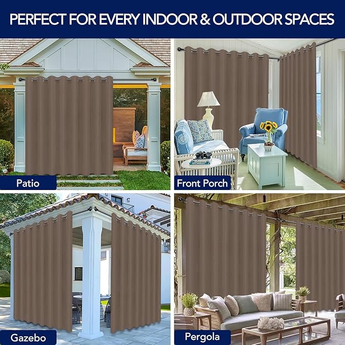 PureFit Outdoor Curtains for Patio Waterproof Weatherproof, UV Resistant - Image 5
