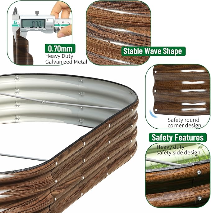 SnugNiture 2 Pcs 6x3x1ft Raised Garden Bed Kit, Outdoor Oval Metal Garden - Image 3
