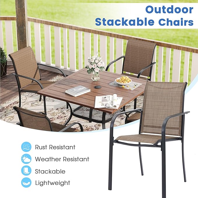 VICLLAX Patio Dining Set for 4, Outdoor Furniture Set Includes 1 Square Patio - Image 6