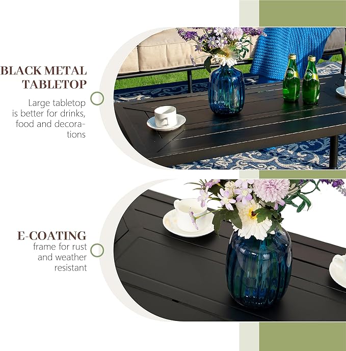 MFSTUDIO 7 Seats Large Metal Patio Conversation Sets, 5 Pieces Outdoor - Image 6